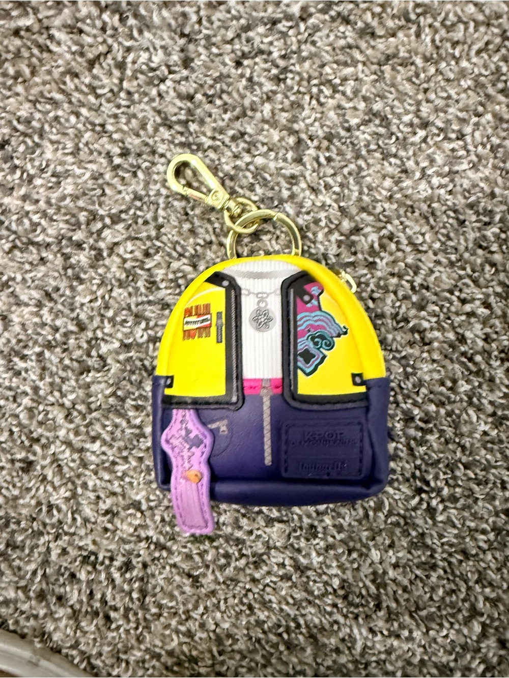 Loungefly KPOP Demon Hunters Yellow, Purple & Pink Mini Backpack Keyring